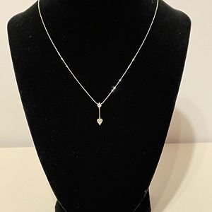 Small heart diamond pendant on 18k white gold chain
